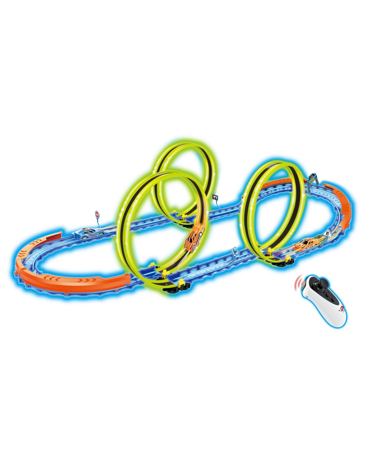 Shop Jada Toys R/c Car And Track With Three Loops And Glow Trace Technology. In Multi