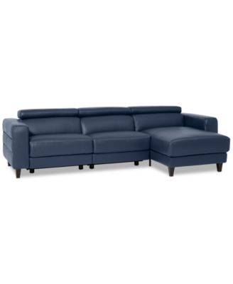 Furniture - Silvanah 3-Pc. Leather Sectional with Storage Chaise and 2 Power Recliner