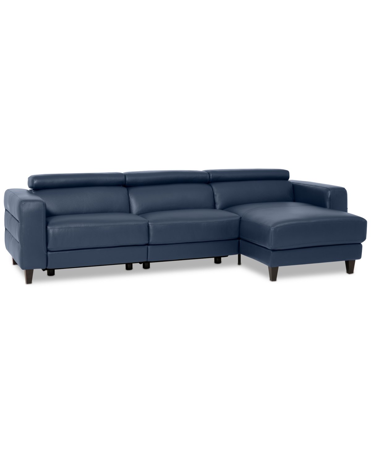 Shop Furniture Silvanah 3-pc. Leather Sectional With Storage Chaise And 2 Power Recliner, Created For Macy's In Sapphire