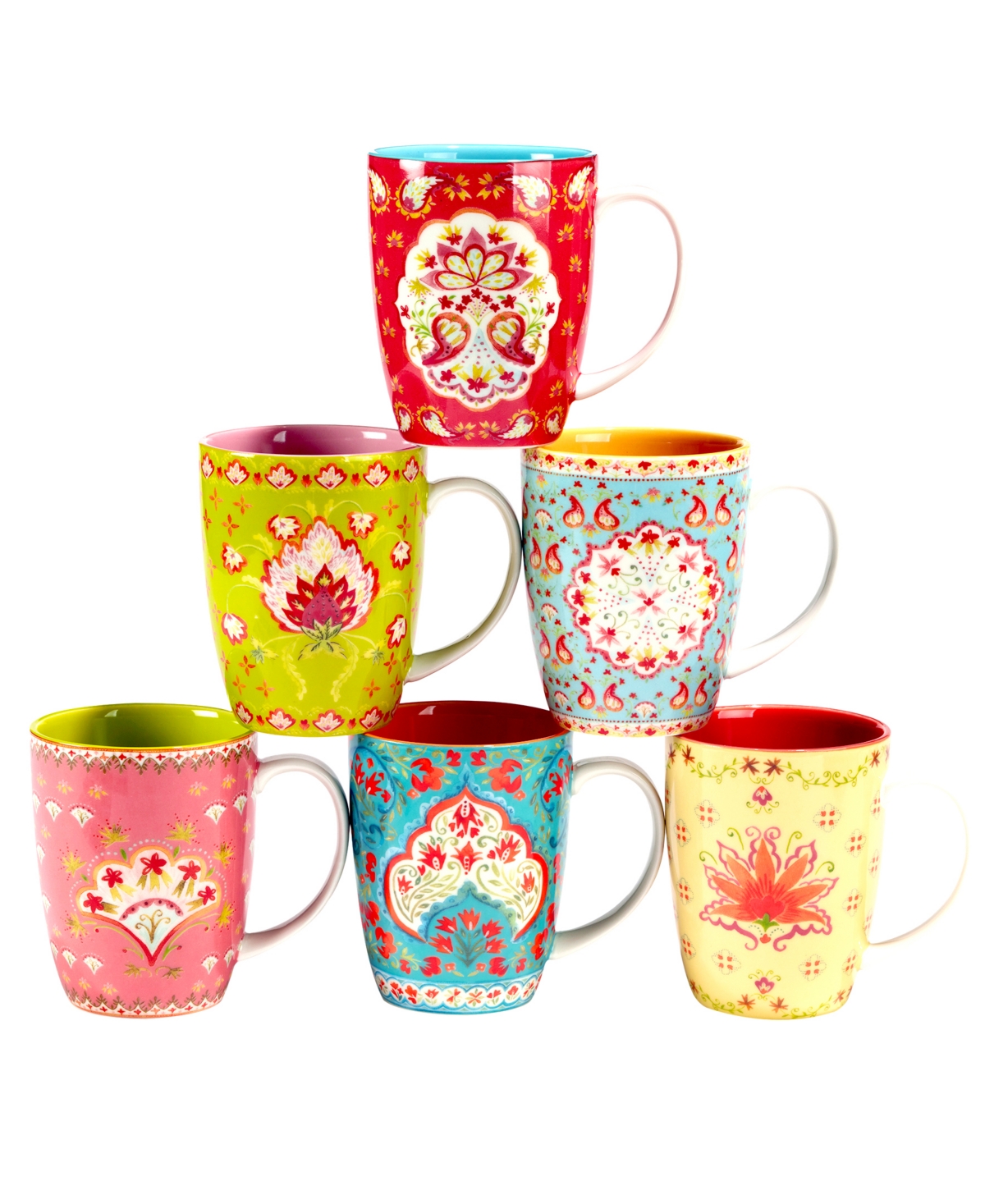 Certified International Francesca Set Of 6 Mugs 6 Assorted In Multi
