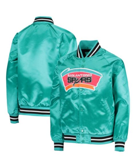 Куртка Mitchell & Ness Teal San Antonio Spurs Hardwood Classics Satin Raglan Full-Snap для мальчиков