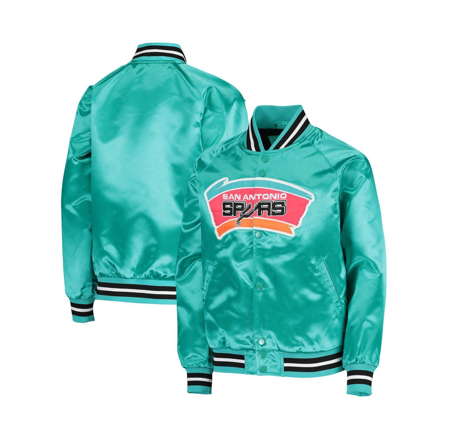 Big Boys Teal San Antonio Spurs Hardwood Classics Satin Raglan Full-Snap Jacket