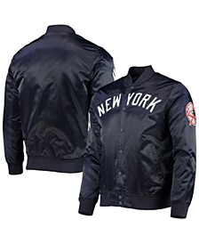 Men's Navy New York Yankees Wordmark Satin Full-Snap Jacket