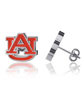 Women's Auburn Tigers Silver-Tone Enamel Post Earrings