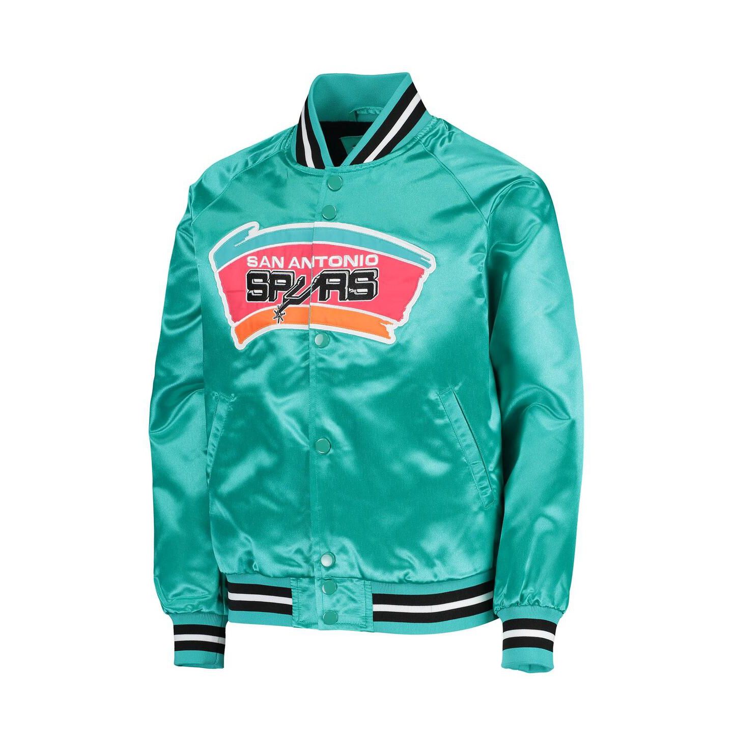 Куртка Mitchell & Ness Teal San Antonio Spurs Hardwood Classics Satin Raglan Full-Snap для мальчиков — фото 3