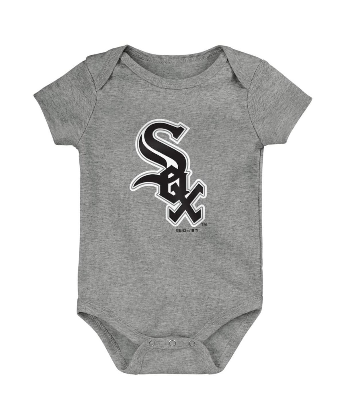 Shop Outerstuff Unisex Infant Black And White And Gray Chicago White Sox Born To Win 3-pack Bodysuit Set In Black,white,gray