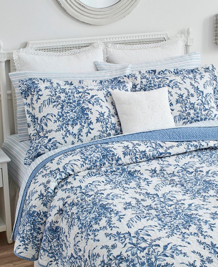 Laura Ashley Bedford Cotton Reversible 2 Piece Quilt Set, Twin Macy's