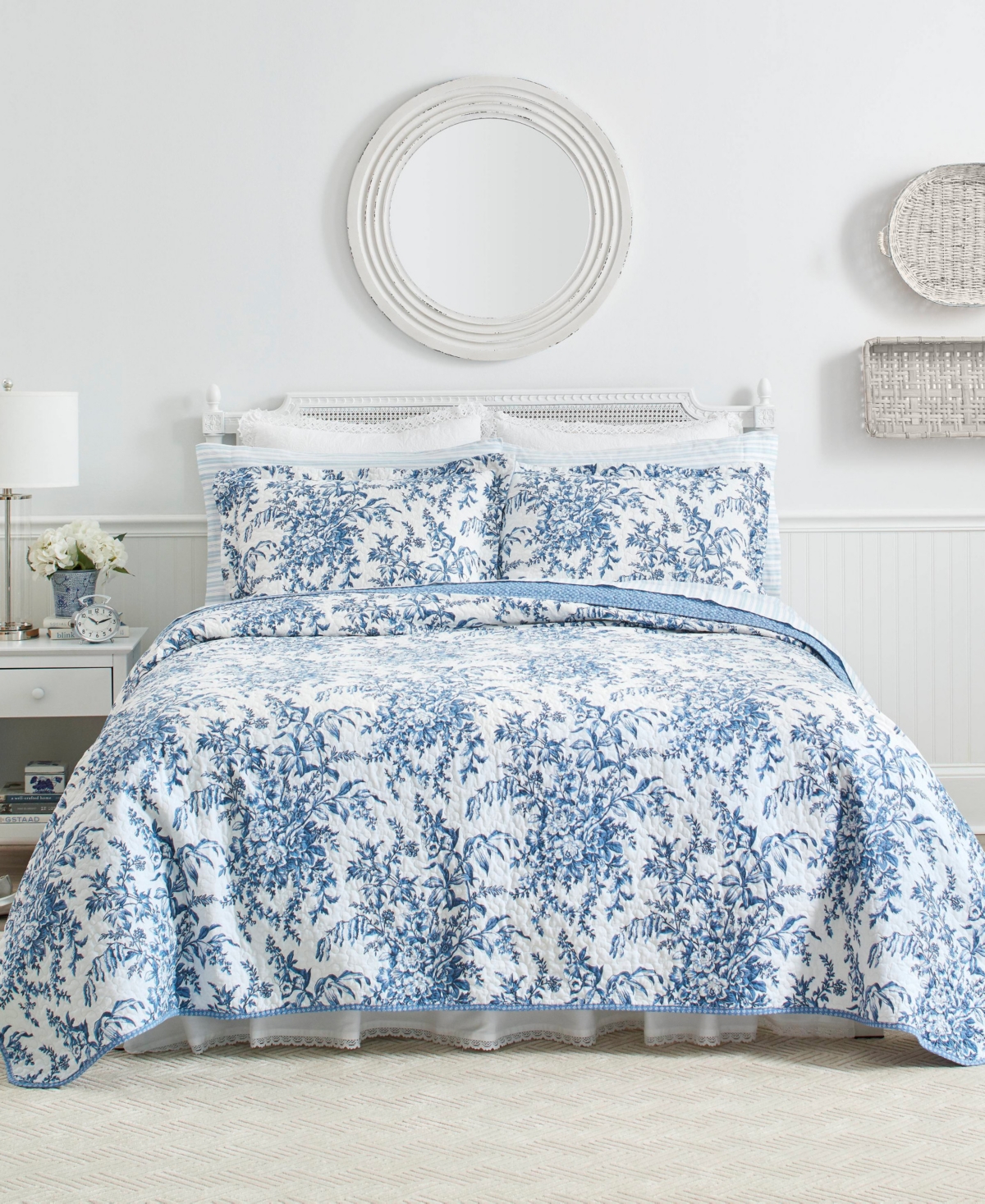 Laura Ashley Bedford Cotton Reversible -Pc. Quilt Set