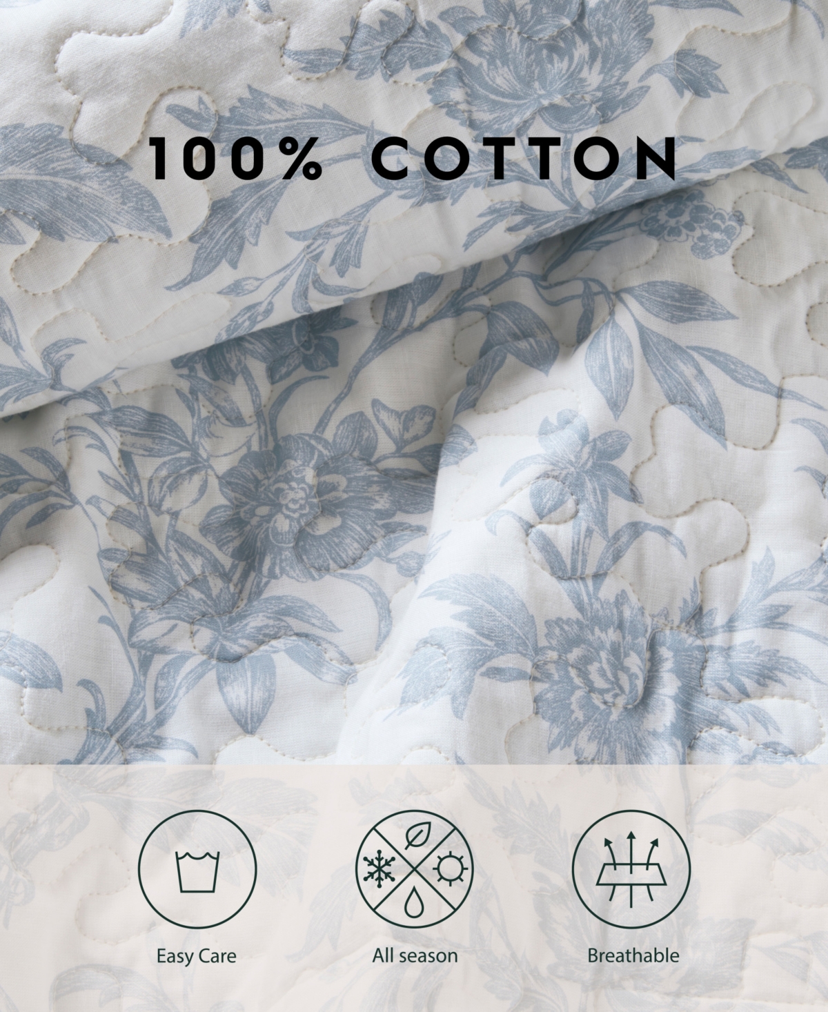 Laura Ashley Amberley Cotton Reversible 3-Pc. Quilt Set