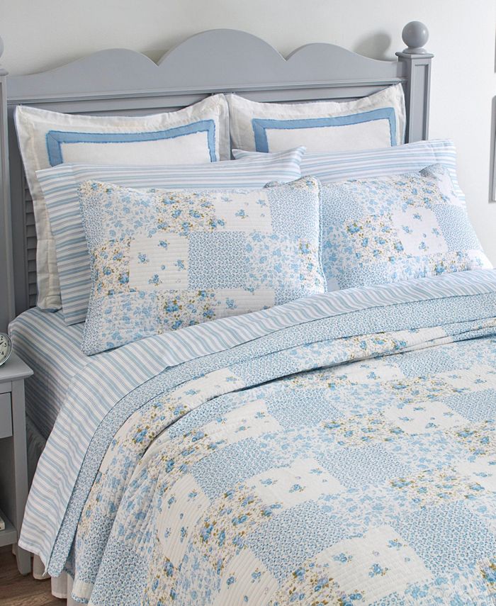Laura Ashley Kenna Cotton Reversible 3 Piece Quilt Set, FullQueen Macy's