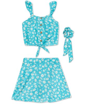 Big Girls Floral sale Top with Skirt and Hair Accessory, 3 Piece Set