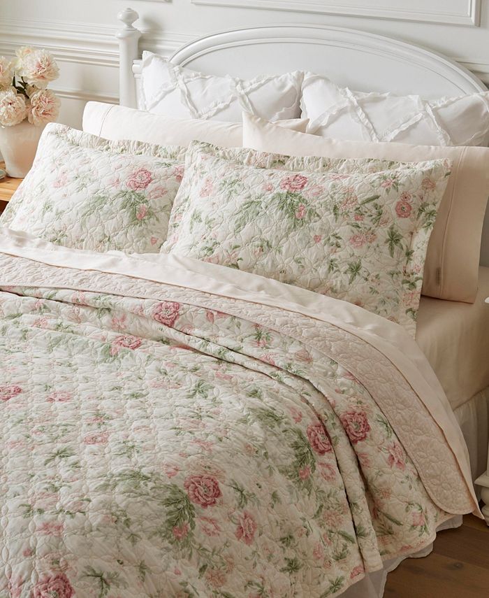 Laura Ashley Breezy Floral Reversible 2 Piece Quilt Set, Twin Macy's