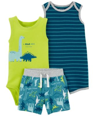 Carter's Baby Boys 3-Piece Dinosaur Bodysuit And Shorts Set - Macy's