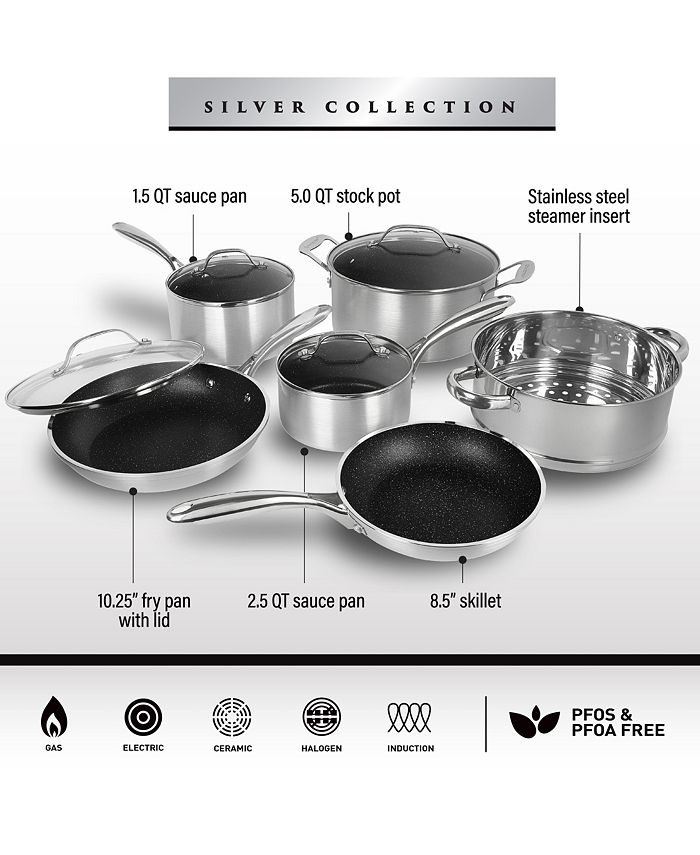 Granite Stone Diamond Silver Collection Titanium Diamond Infused Triple