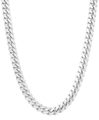 Men's Solid Cuban Link 22" Chain Necklace in Sterling Silver
