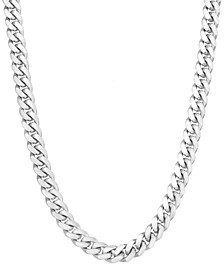 Men's Solid Cuban Link 22" Chain Necklace in Sterling Silver