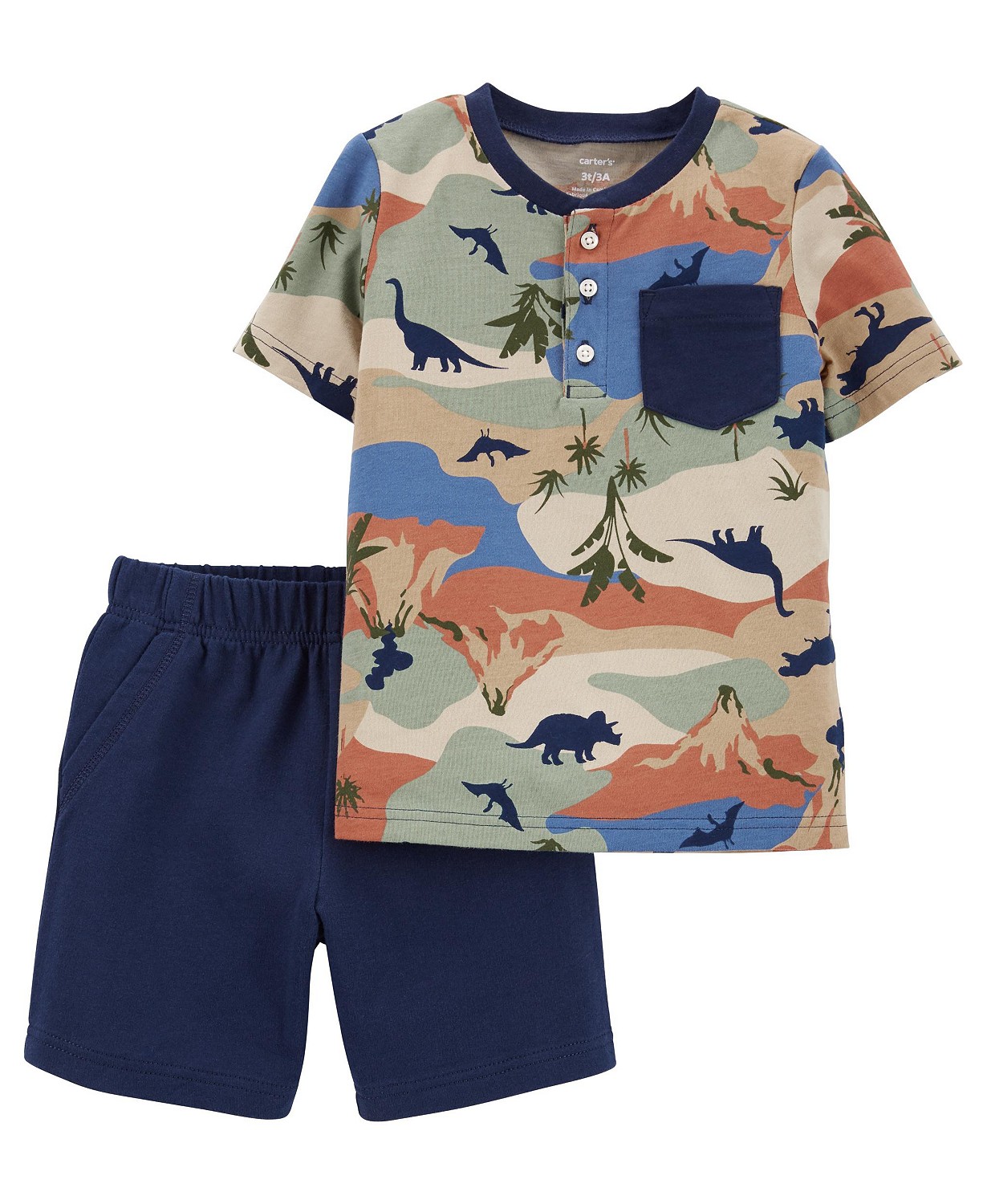Toddler Boys 2-Piece Dinosaur T-shirt and Shorts Set