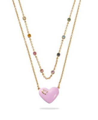 coach pink heart necklace