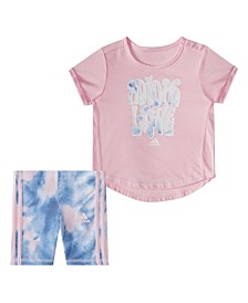 Baby Girls Printed T-shirt and Bike Shorts Set, 2 Piece