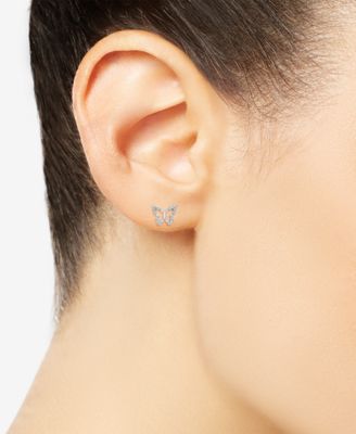 Diamond Butterfly Stud Earrings (1/10 ct. t.w.) in 14k White Gold, Created for Macy's