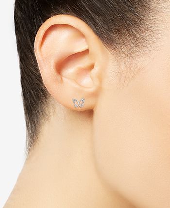 Wrapped - Diamond Butterfly Stud Earrings (1/10 ct. t.w.) in 14k White Gold