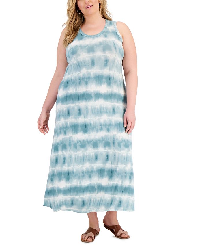 Style & Co Womens Tie Dyed Sleeveless Maxi Dress