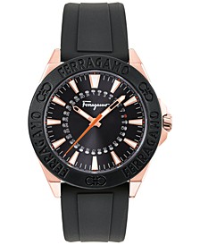 Men's Swiss Ferragamo Ferragamo Black Silicone Strap Watch 43mm