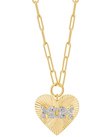 Diamond Mom Heart 18" Pendant Necklace (1/10 ct. t.w.) in 14k Gold-Plated Sterling Silver