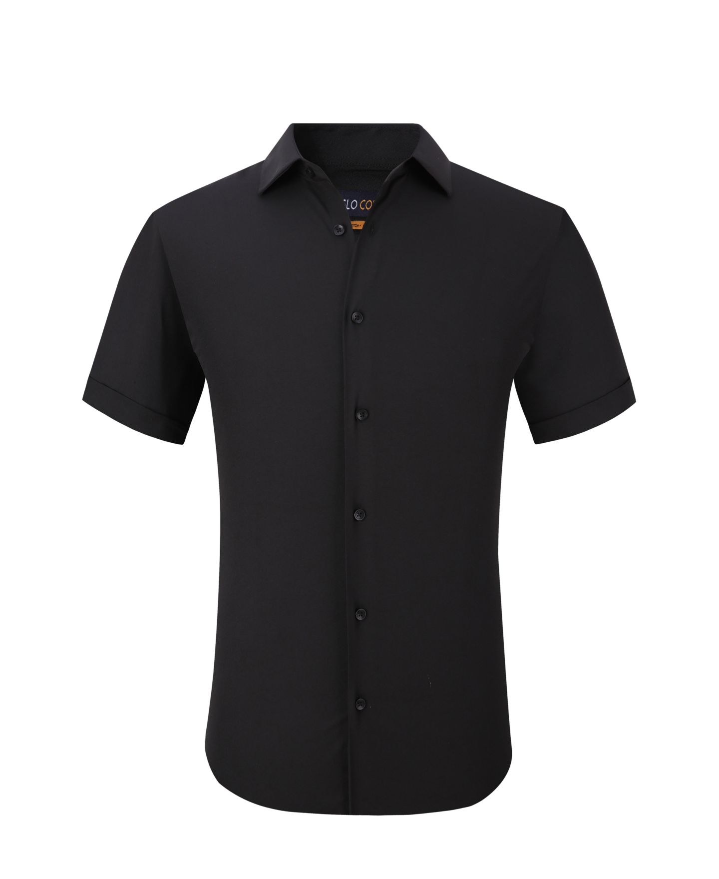 Мужская рубашка Suslo Couture Slim Fit Performance Short Sleeves Solid Button Down Shirt, цвет: Чёрный — фото 7