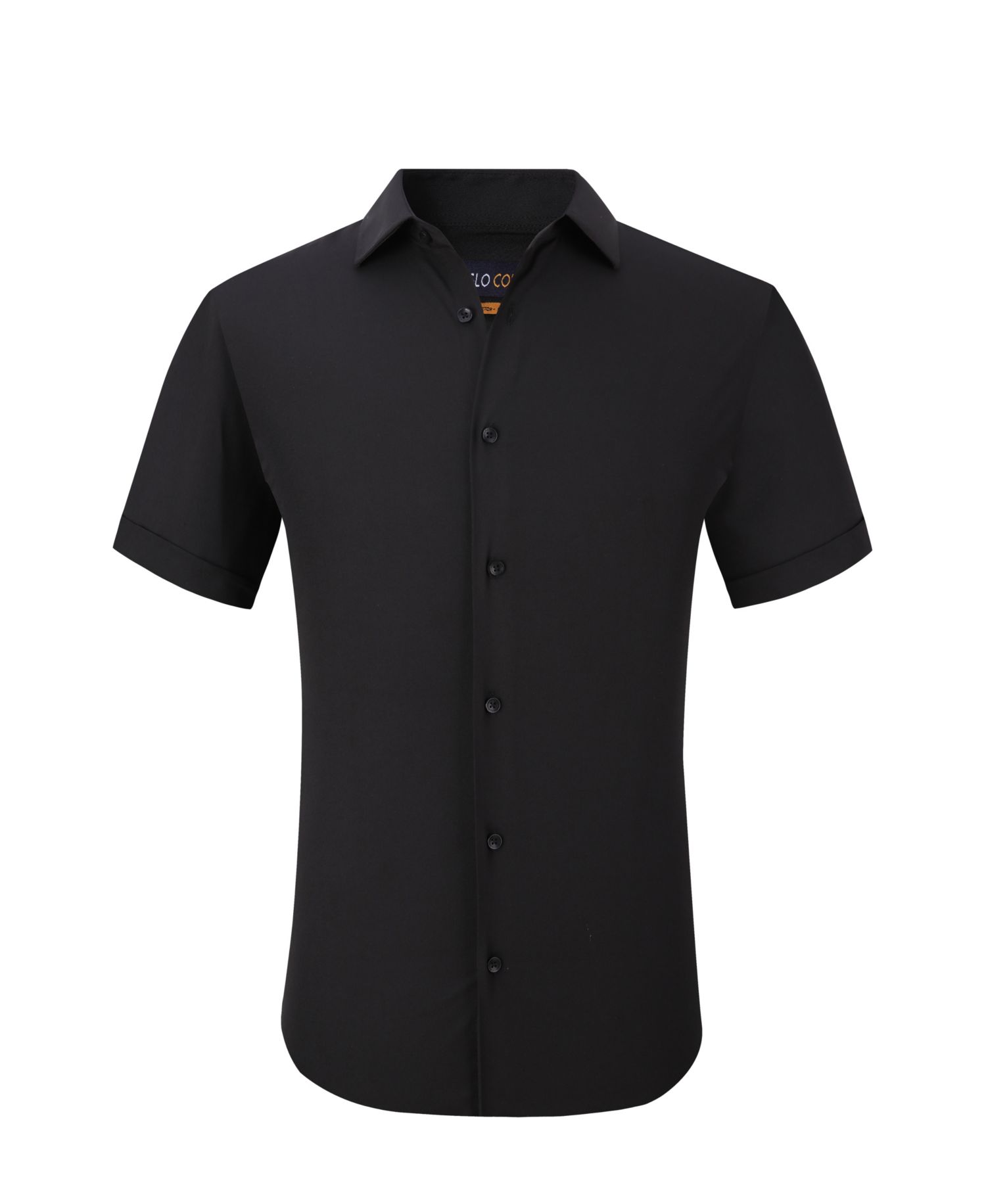 Men's Slim Fit Performance Short Sleeves Solid Button Down Shirt