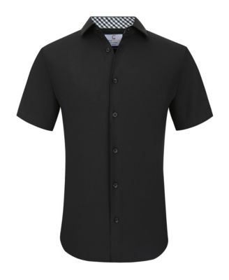 Men's Slim Fit Performance Short Sleeves Solid Button Down Shirt