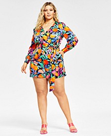 Trendy Plus Size Satin Romper, Created for Macy's
