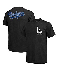 Men's Black Los Angeles Dodgers Throwback Logo Tri-Blend T-shirt