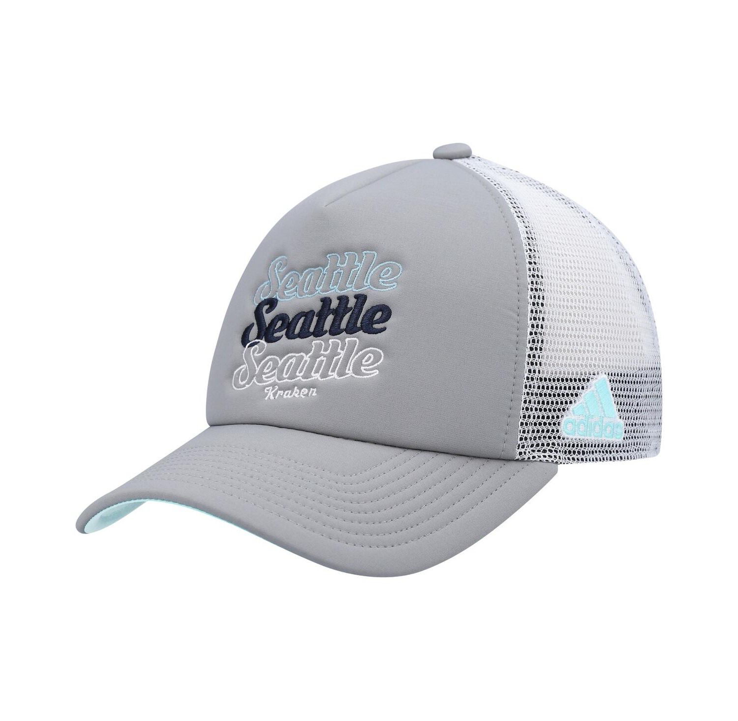 Women's Gray, White Seattle Kraken Foam Trucker Snapback Hat