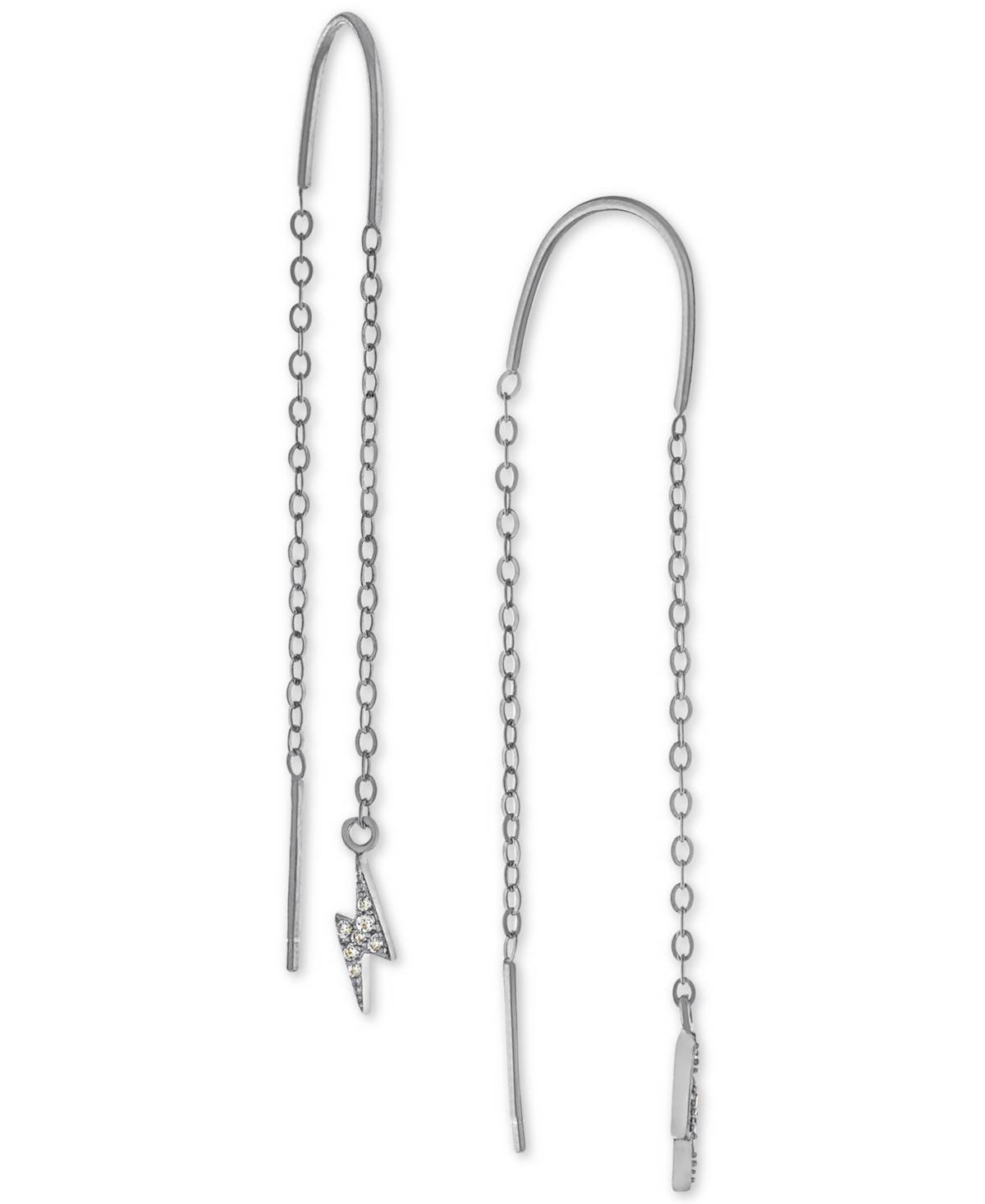 Cubic Zirconia Lightening Bolt Threader Earrings, Created for Macy's - Gold over Silver