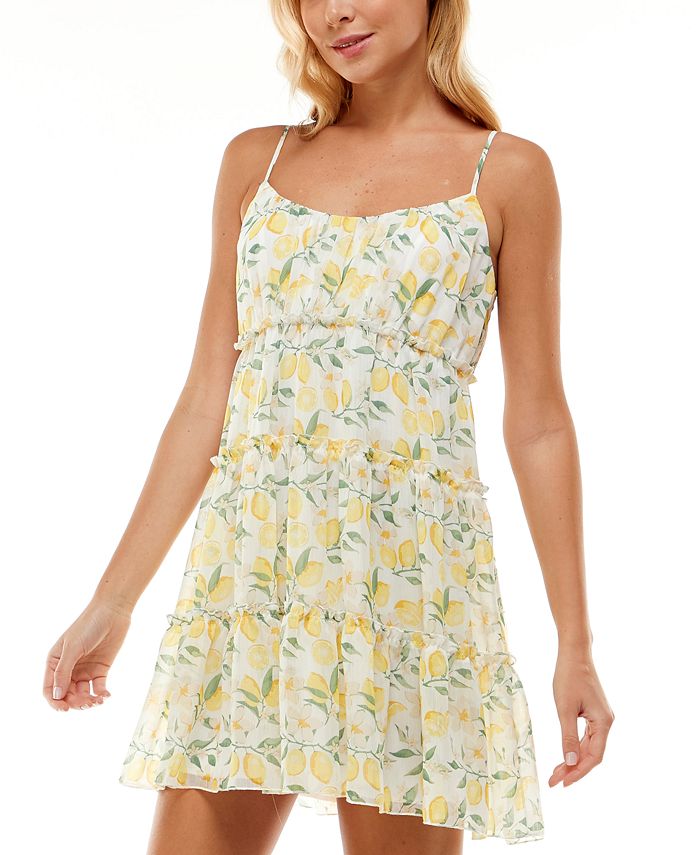 Trixxi Juniors' Lemon-Print Dress - Macy's