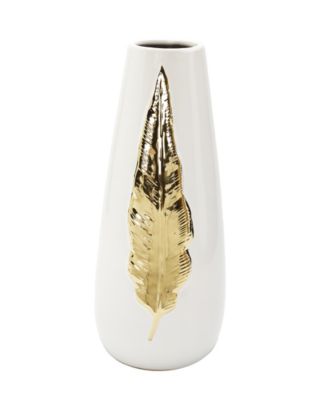 Tall Leaf Design Vase, 12" H