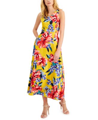 Tahari ASL - Women's Floral-Print Tie-Back Dress