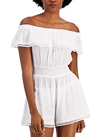 Juniors' Off-The-Shoulder Romper Cover-Up, Created for Macy's