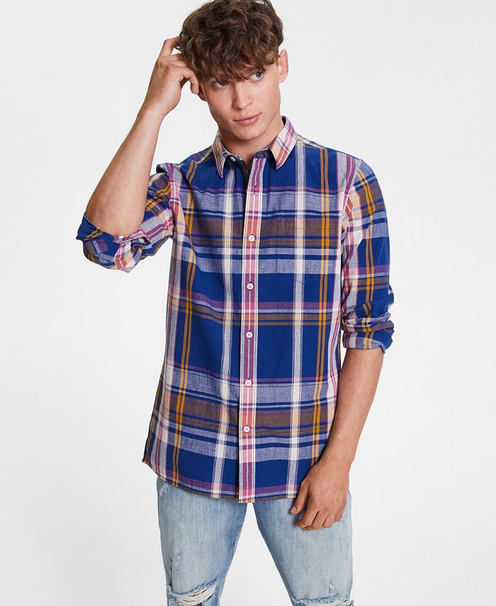 Sun + Stone Men's Reese Regular-Fit Plaid Shirt, Created for Macy's ...