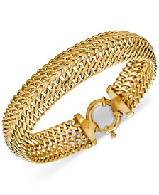 Woven Link Wide Chain Bracelet in 10k Gold