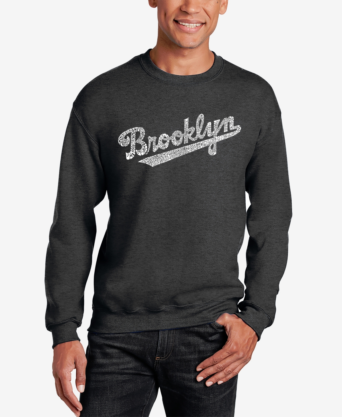 Men's Word Art Brooklyn Neighborhoods Crewneck Sweatshirt