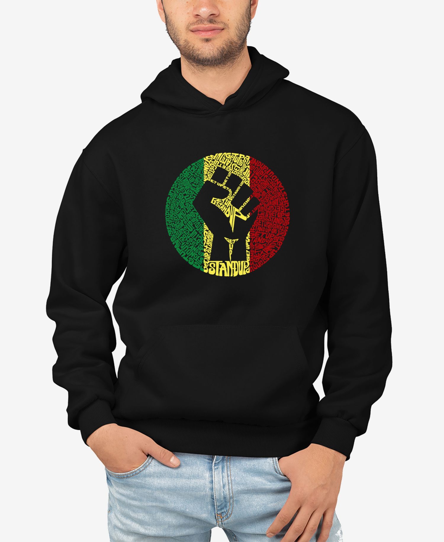 Men's Word Art Get Up Stand Up Hooded Sweatshirt