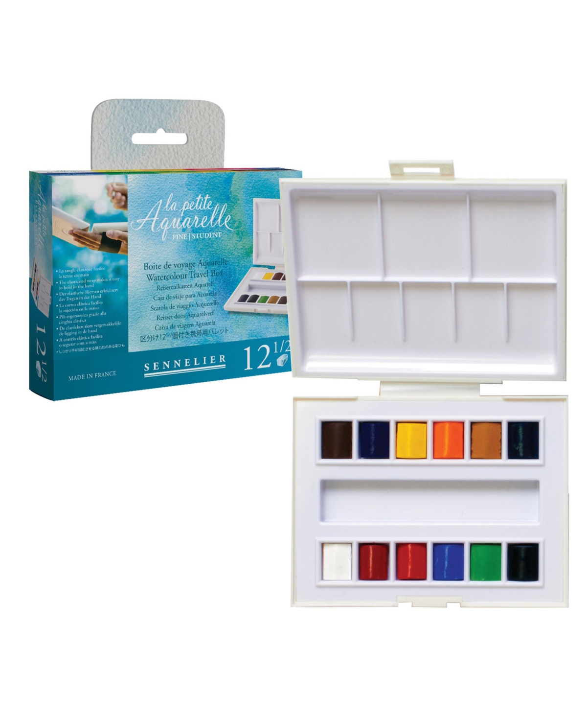 La Petite Aquarelle Watercolor Set, 12-Color Half Pan - Multi