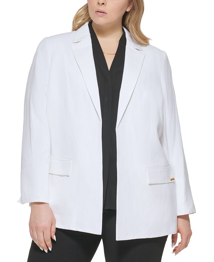 Calvin Klein Plus Size Open-Front Shawl-Collar Blazer & Reviews - Jackets &  Blazers - Women - Macy's