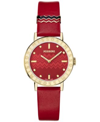 Missoni - Women's Swiss M2 Red Leather Strap Watch 35mm
