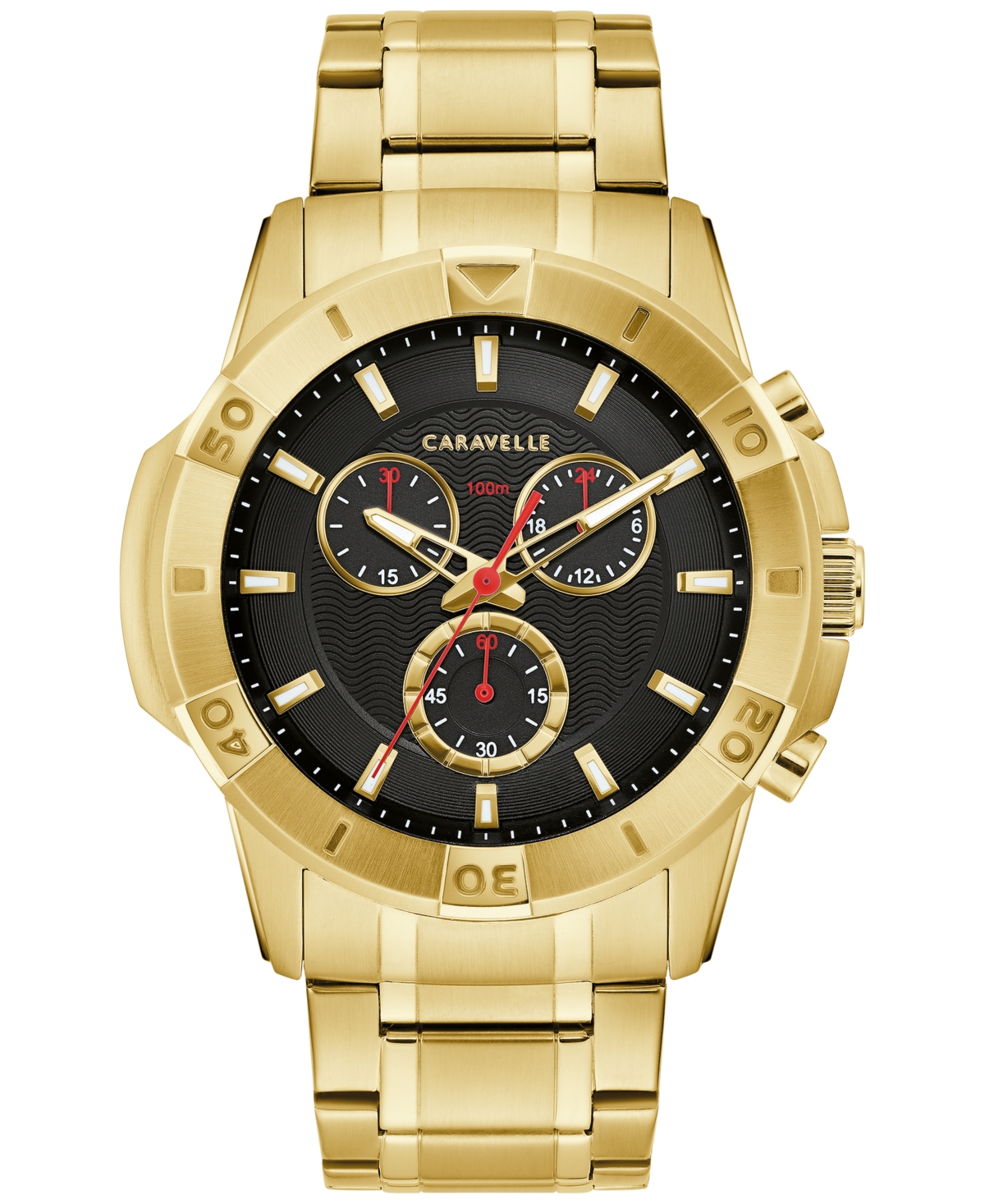 designed by Bulova Men's Chronograph Gold Tone Stainless Steel Bracelet Watch 44mm - Gold-tone