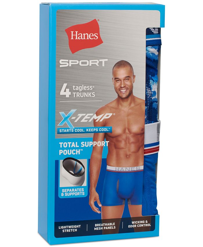 Hanes Men's 4Pk. Ultimate Sport with XTemp Total Support Pouch Trunks