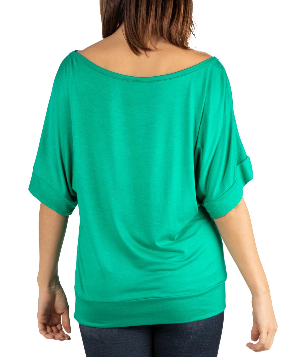 24seven Comfort Apparel Women's Loose Fit Dolman Top with Wide Sleeves