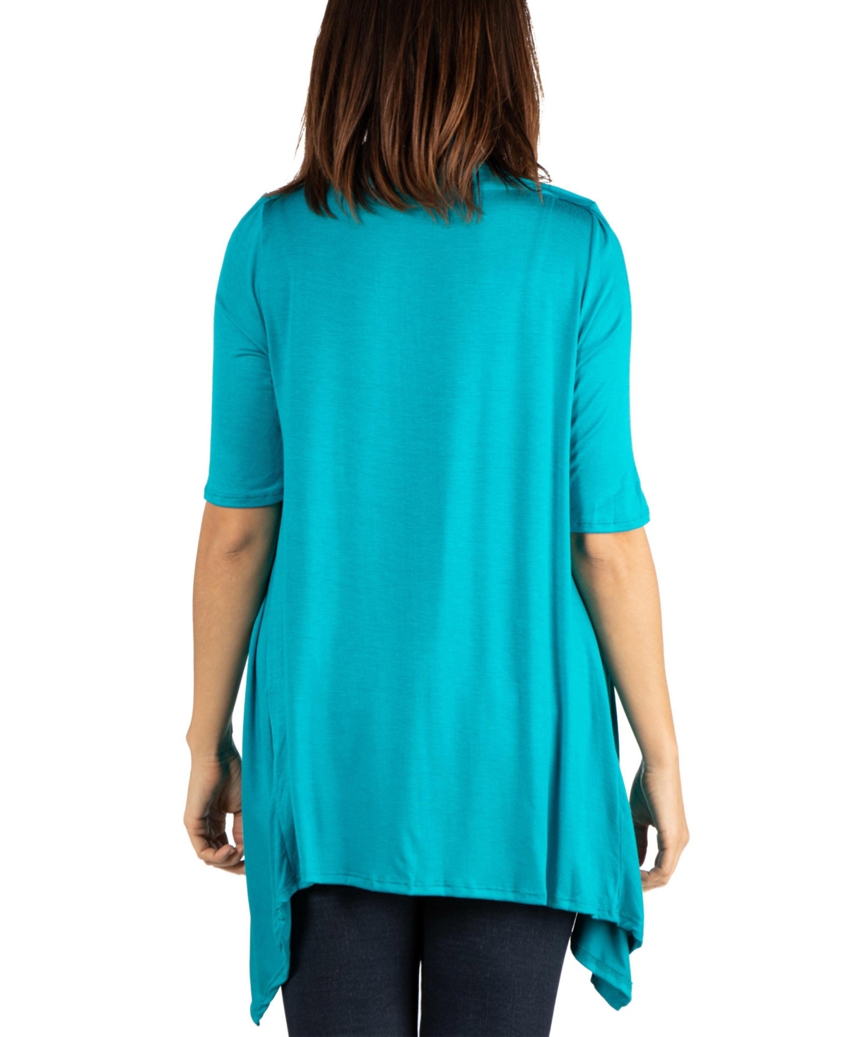 24seven Comfort Apparel Loose Fit Open Front with Half Sleeve Cardigan